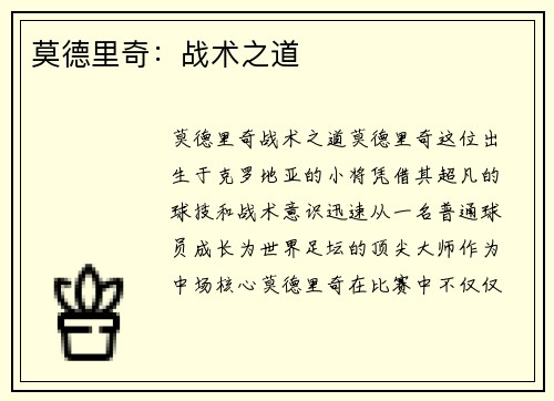 莫德里奇：战术之道
